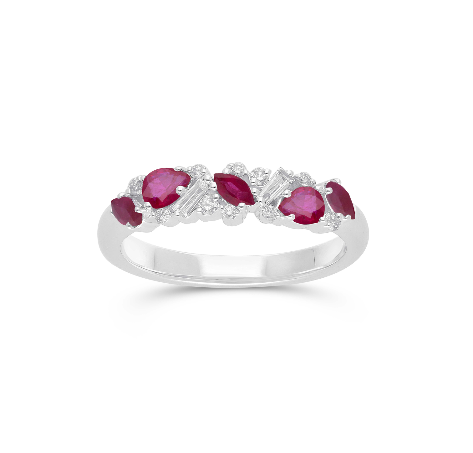 Sabel Collection White Gold Multi-Shape Ruby and Diamond Ring